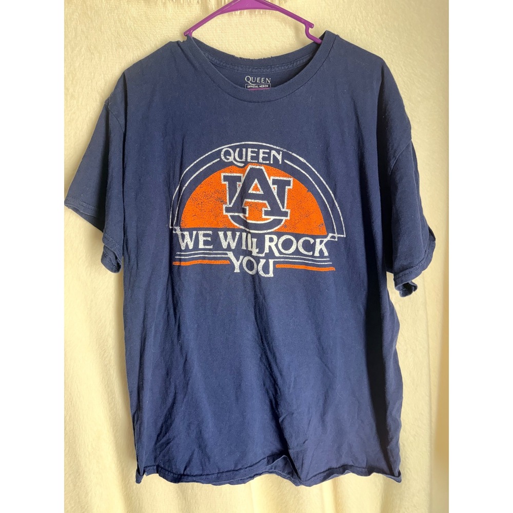 Queen Official Merch Auburn Tigers We Will Rock You T-Shirt Navy Blue Large